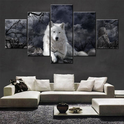 5 Panel Animal Wolf Wall Art Canvas Painting Poster Home Decor