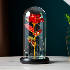 Preserved Gold Foil Rose With Glass Cover