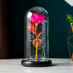 Preserved Gold Foil Rose With Glass Cover