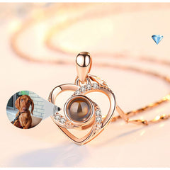 Silver Romantic Colorful Photo Projection Necklace Heart Shaped Pendant Necklace