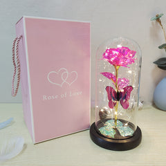 Valentine's Day Gift Eternal Rose LED Light Foil Flower In Glass Cover Mothers Day Wedding Favors Bridesmaid Gift