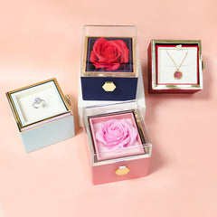 Rotating Flower Rose Jewelry Gift Box- Preserved Rose