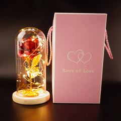 Preserved Gold Foil Rose With Glass Cover