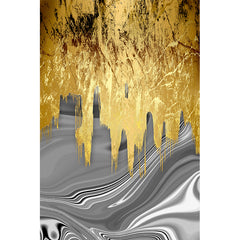Nordic Gold Grey Canvas Art Oil Painting Abstract Poster
