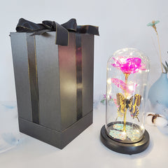 Valentine's Day Gift Eternal Rose LED Light Foil Flower In Glass Cover Mothers Day Wedding Favors Bridesmaid Gift