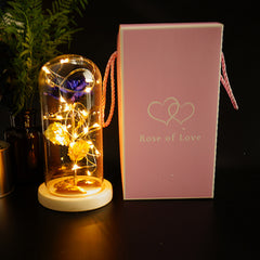 Preserved Gold Foil Rose With Glass Cover