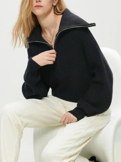 Luxury Turtleneck Half-Zipper Sweater