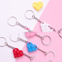 New Heart Key Chain Valentines Day Gift Blocks Can Split Key Link Couples