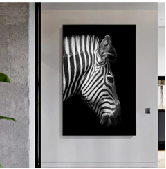 Black And White Animal Zebra Wall Art Canvas Painting Wall Poster Living Room Decor