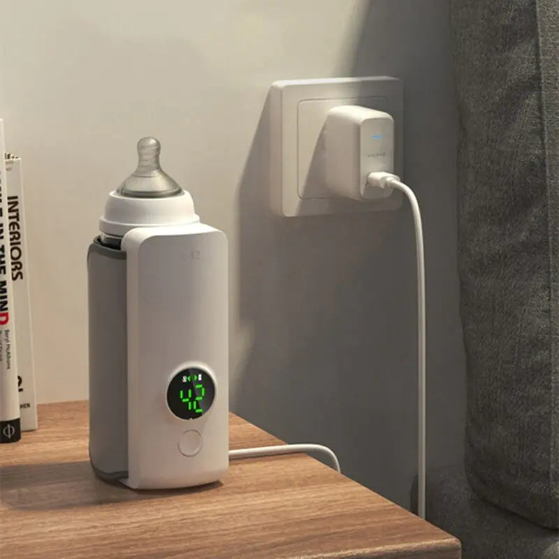 Rechargeable Bottle Warmer With Temperature Display- WHITE