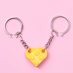 New Heart Key Chain Valentines Day Gift Blocks Can Split Key Link Couples