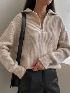 Luxury Turtleneck Half-Zipper Sweater