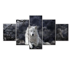 5 Panel Animal Wolf Wall Art Canvas Painting Poster Home Decor