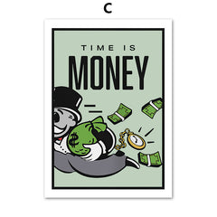 Stock Market Money Monopoly Inspirational Wall Art Canvas Painting Living Room Decor Wall Painting