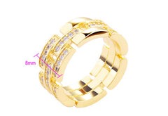 Simple Stitching Ring Pair For Couple Micro Rhinestone Small Luxury Copper-plated Gold