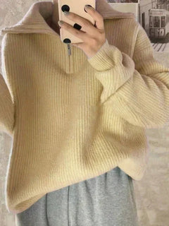 Luxury Turtleneck Half-Zipper Sweater