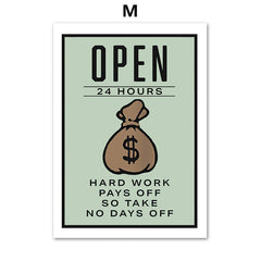 Stock Market Money Monopoly Inspirational Wall Art Canvas Painting Living Room Decor Wall Painting
