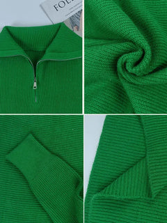 Luxury Turtleneck Half-Zipper Sweater