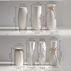 Modern Minimalist White Hemp Rope Ceramic Vase