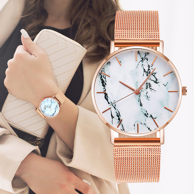 Luxury Marble Watch With  Mesh Band